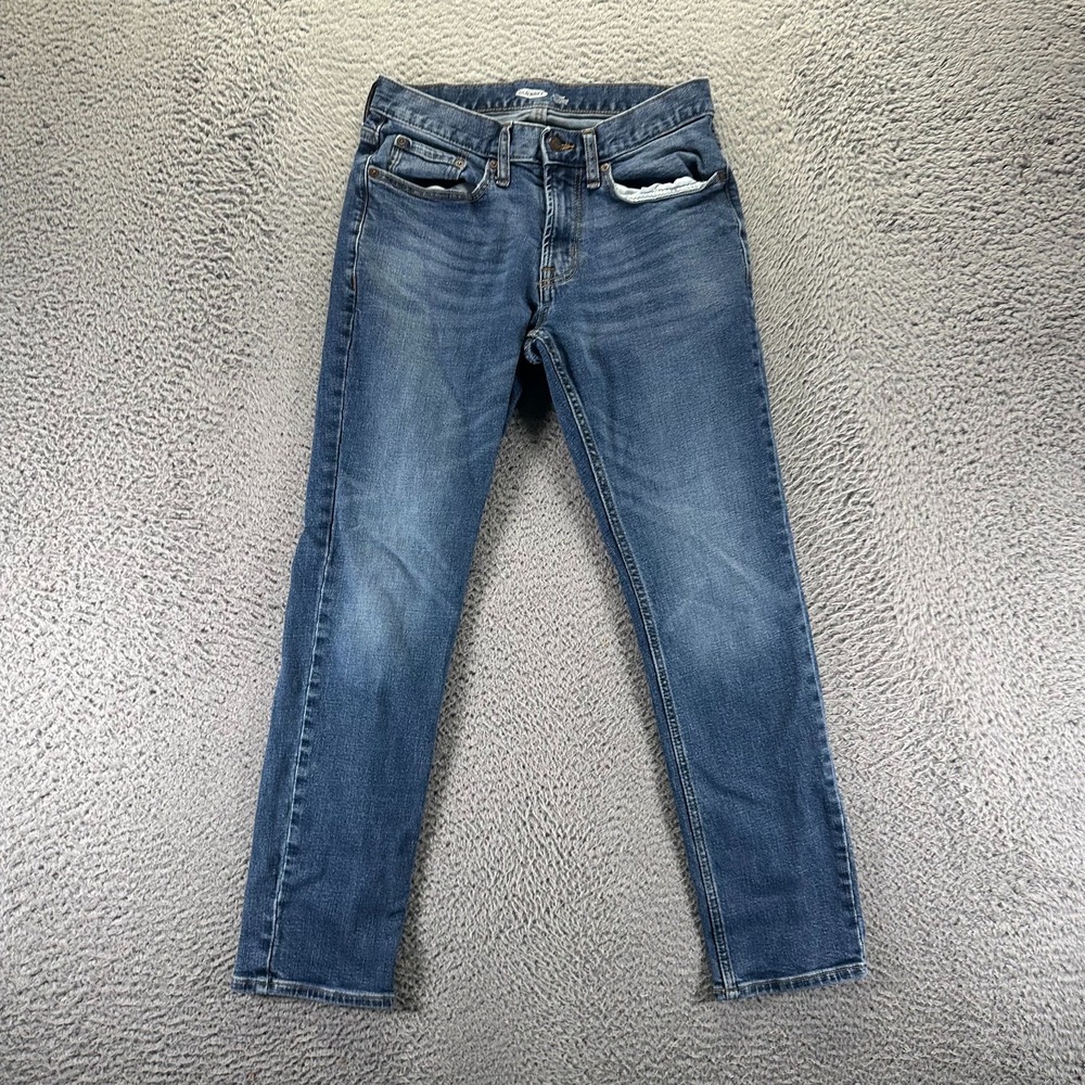 Old Navy Built-In Tough Jeans Mens 29x28 Blue‎ Cotton Denim Skinny Faded Stretch